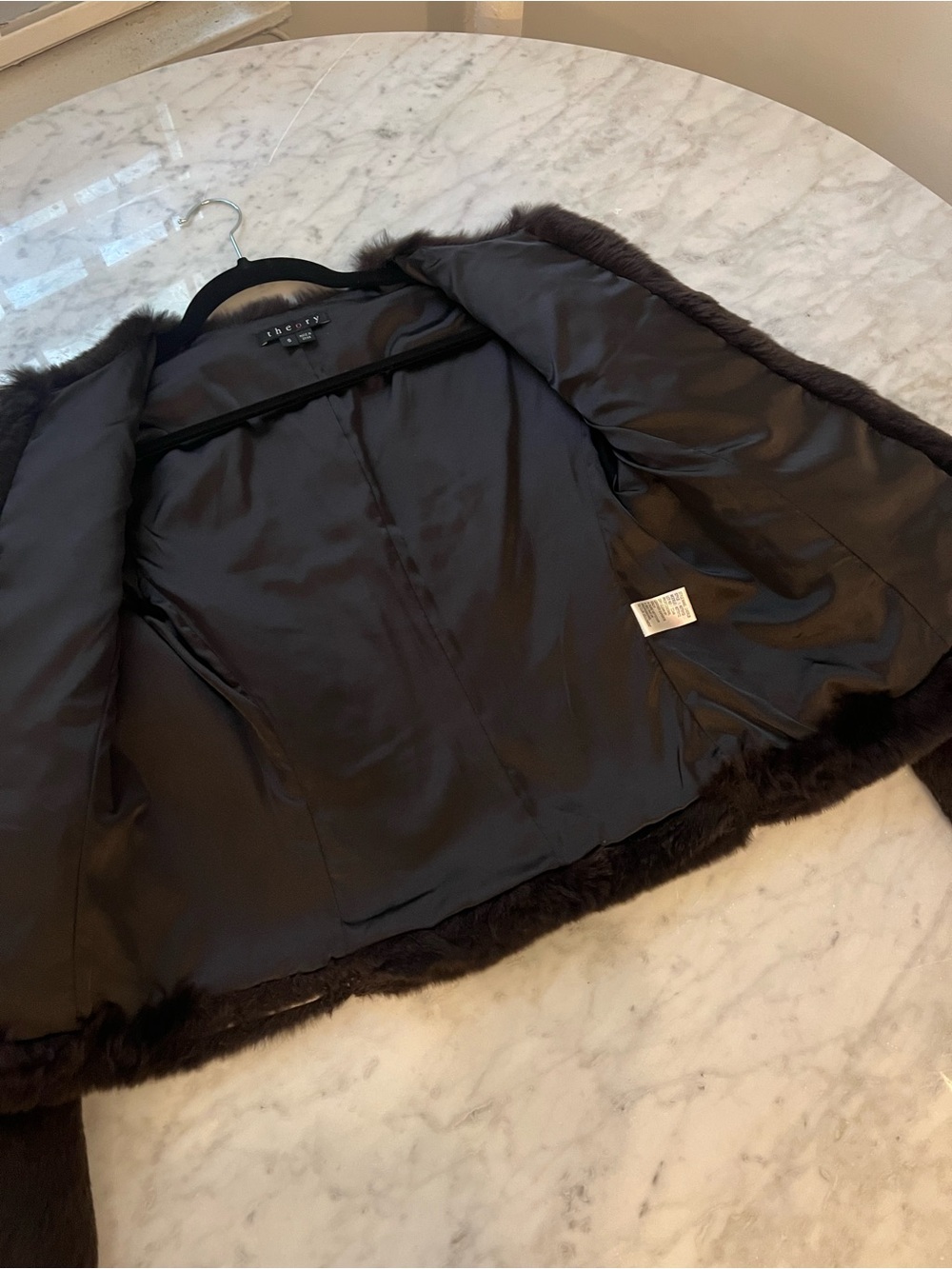 Theory chocolate genuine rabbit fur jacket - Picture 6 of 13